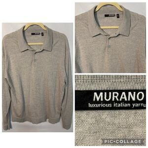 MURANO luxurious Italian yarn men’s lightweight Gray sweater pullover size XL